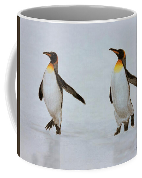 Penguins Coffee Mug featuring the drawing Hokey Pokey by Marlene Little