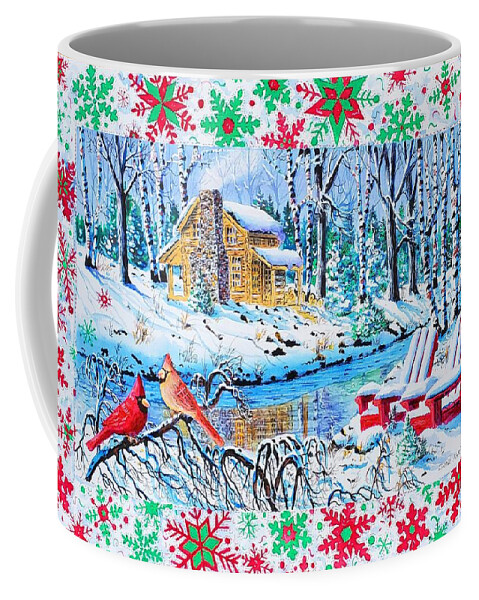 Cardinals Coffee Mug featuring the painting Holiday Cheer by Diane Phalen