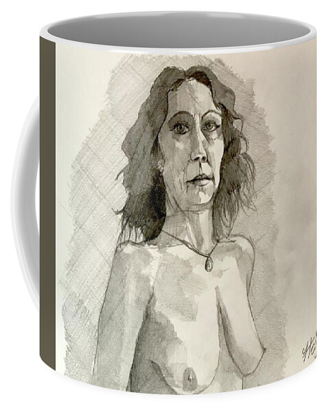 Hollie Coffee Mug featuring the drawing Hollie by Ray Agius