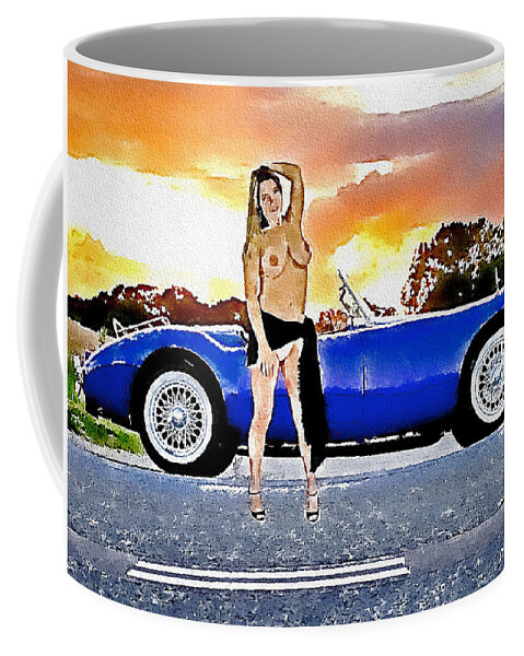 Woman Coffee Mug featuring the painting Holly 12 - blue by Mark Baranowski