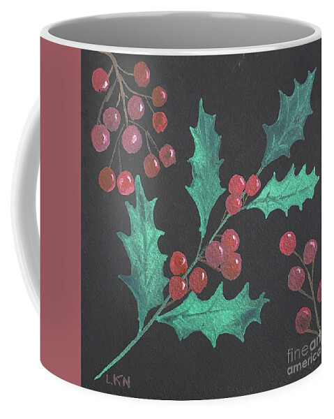 Holly Coffee Mug featuring the painting Holly and Berries by Lisa Neuman