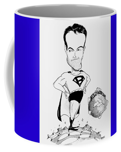 Celebrity Coffee Mug featuring the drawing Hollywoodland by Michael Hopkins