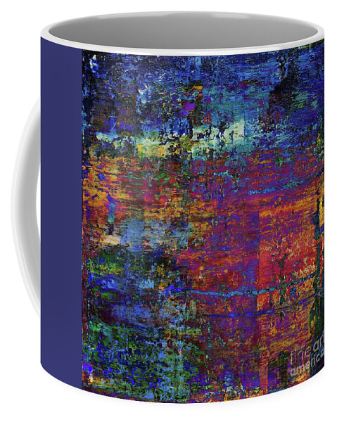 Abstract Landscape Coffee Mug featuring the painting Homage to Gerhard Richter. Blue purple abstract painting. by Green Palace