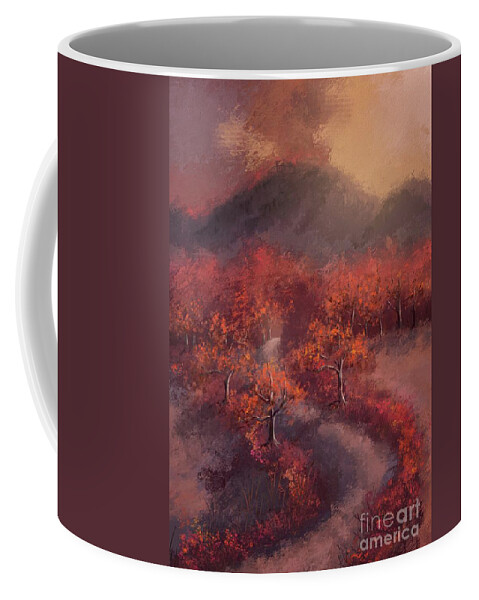 Autumn Coffee Mug featuring the digital art Home Through The Fields by Lois Bryan