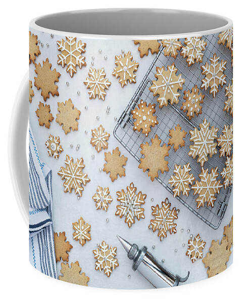 Christmas Snowflake Biscuits Coffee Mug featuring the photograph Homemade Christmas Snowflake Biscuits by Tim Gainey