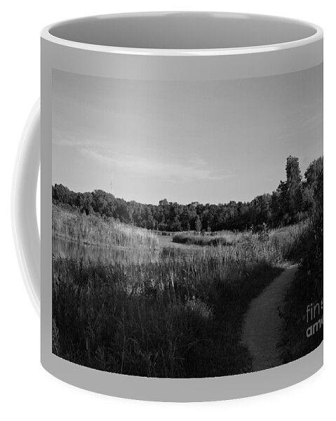 Nature Coffee Mug featuring the photograph Homewood Izaak Walton Prairie Lake - Black and White by Frank J Casella