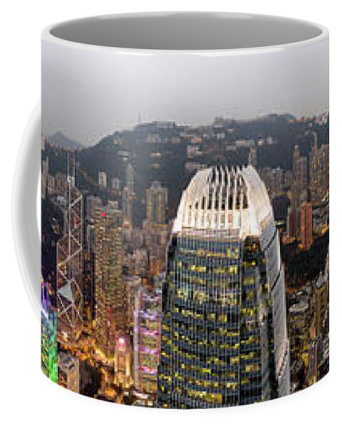 Panorama Coffee Mug featuring the photograph Hong Kong Island Aerial panorama by Sonny Ryse