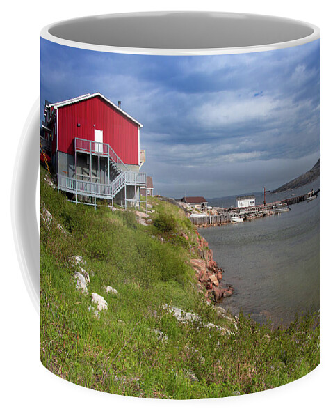 Newfoundland And Labrador Coffee Mug featuring the photograph Hopedale Community Hall in Labrador Canada by Makiko Ishihara