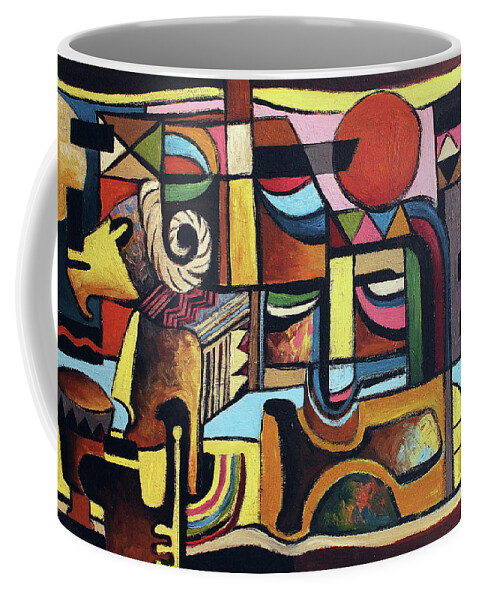 African Coffee Mug featuring the painting Horn Of Hope by Speelman Mahlangu 1958-2004