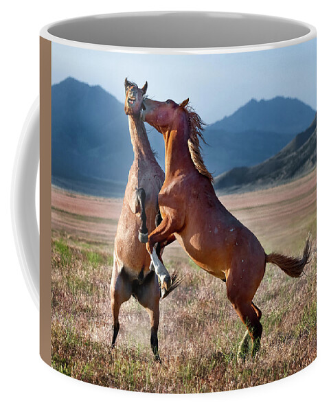 Horse Coffee Mug featuring the photograph Horse Biting by Michael Ash