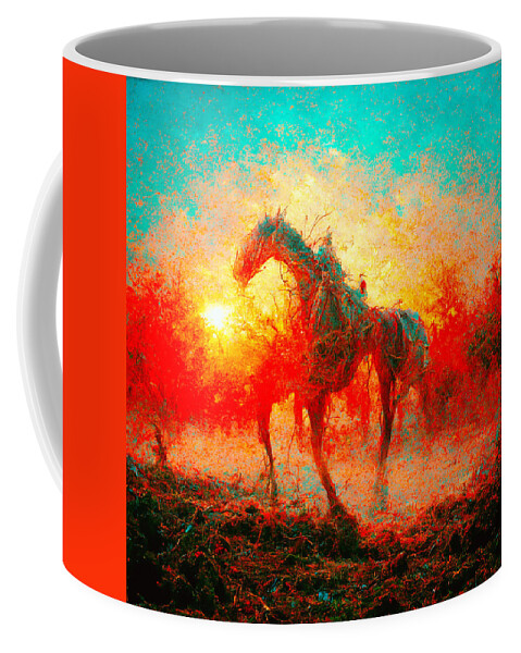Horse Coffee Mug featuring the digital art Horses #3 by Craig Boehman