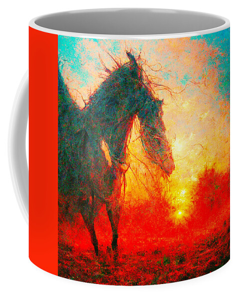 Horse Coffee Mug featuring the digital art Horses #4 by Craig Boehman