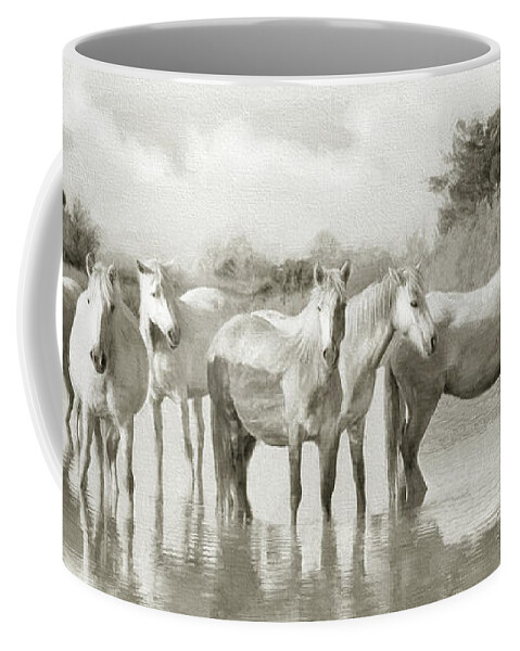 Horse Coffee Mug featuring the photograph Wild Horses Resting by Karen Lynch