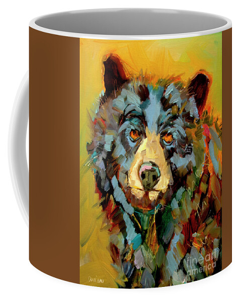 Bear Coffee Mug featuring the painting Hot Momma by Diane Whitehead