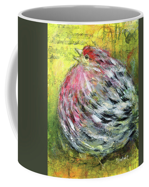 House Finch Coffee Mug featuring the mixed media House Finch by Patricia Lintner