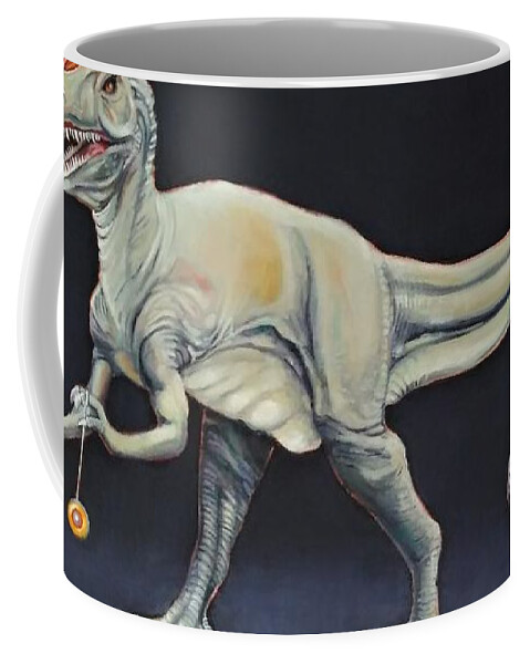 Dinosaur Coffee Mug featuring the painting How My Brother Lost His Yo-Yo by Jean Cormier