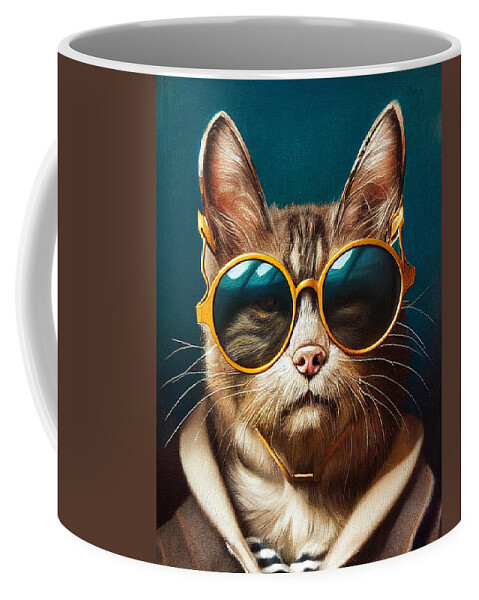 Huffs The Cat Coffee Mug featuring the digital art Huffs The Cat by Craig Boehman