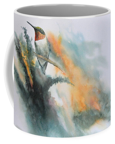 Humming Bird Coffee Mug featuring the painting Shimmering Hummer by Mary McCullah