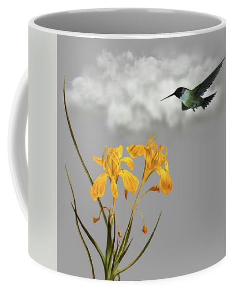 Hummingbird Coffee Mug featuring the digital art Hummingbird In The Garden Pane 5 by David Dehner