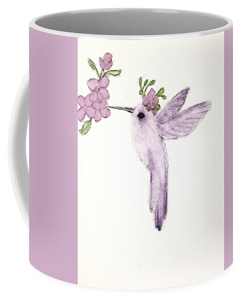 Be The Flower You Seek Coffee Mug featuring the painting Hummingbird and Flowers by Margaret Welsh Willowsilk