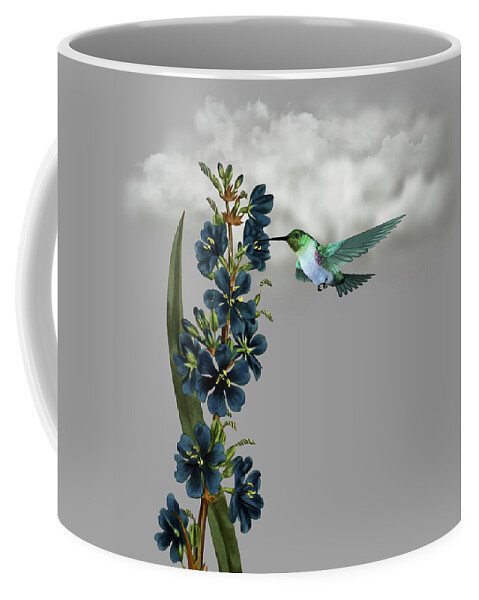 Hummingbird Coffee Mug featuring the digital art Hummingbird in the Garden Pane 1 by David Dehner