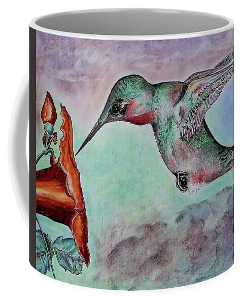 Fine Art Coffee Mug featuring the mixed media Hummingbird Signature by Tara Strange Dunbar
