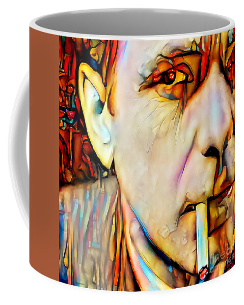 Wingsdomain Coffee Mug featuring the photograph Humphrey Bogart In Vibrant Contemporary Primitivism Colors 20200711 square by Wingsdomain Art and Photography