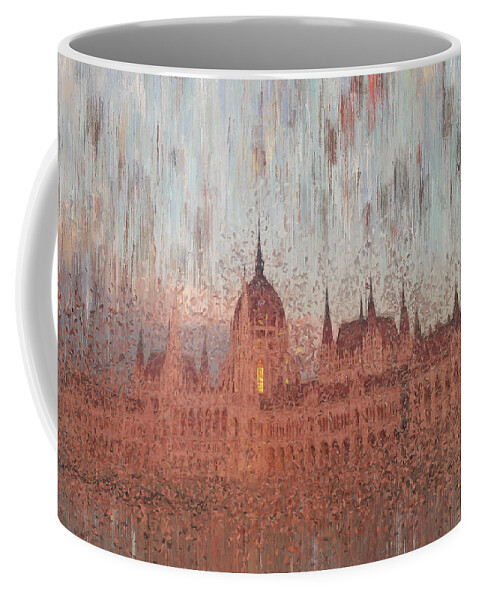 Budapest Coffee Mug featuring the painting Hungarian Parliament Building by Alex Mir