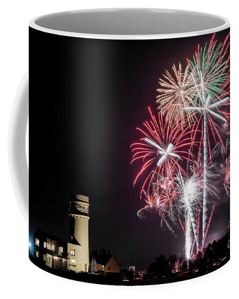 Fireworks Coffee Mug featuring the photograph Hunstanton fireworks night in Norfolk UK by Simon Bratt