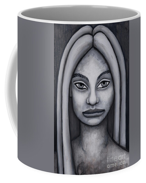 Portrait Coffee Mug featuring the painting Hunter. Monochromatic Portrait Study. by Amy E Fraser