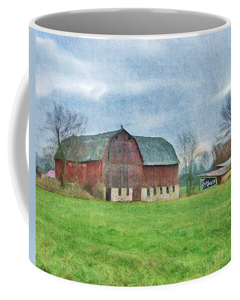  Coffee Mug featuring the digital art Hwy SS Barn by Stacey Carlson