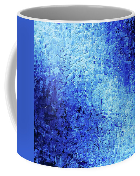 Hydrangea Coffee Mug featuring the painting HYDRANGEA FLOWERS Abstract in Blue and White by Lynnie Lang