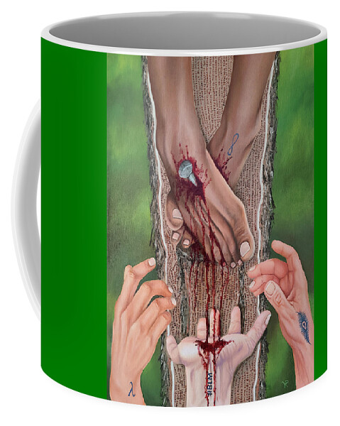 Social Awareness Coffee Mug featuring the painting I Am My Brother's Keeper by Vic Ritchey
