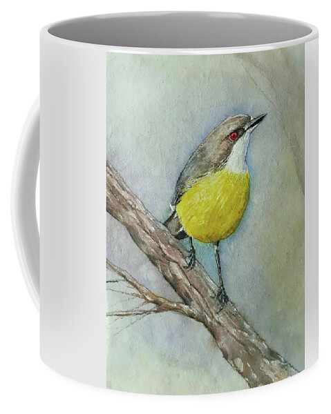 Bird Coffee Mug featuring the painting I am watching you by Carolina Prieto Moreno