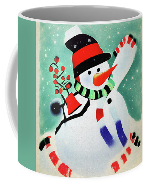 Snowman Coffee Mug featuring the digital art I don't care the winter cold by Tatiana Travelways