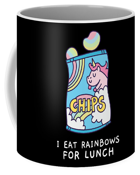 Cool Coffee Mug featuring the digital art I Eat Rainbows for Lunch Unicorn Chips by Flippin Sweet Gear