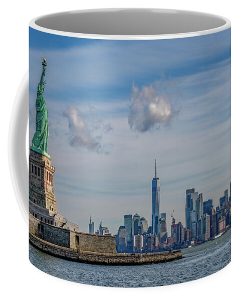 Nyc Coffee Mug featuring the photograph I Lift My Lamp... by Marcy Wielfaert