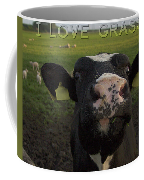 Cow Coffee Mug featuring the photograph I Love Grass by Luc Van de Steeg