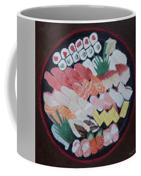 Restaurant Coffee Mug featuring the painting I Love Sushi by Masami IIDA