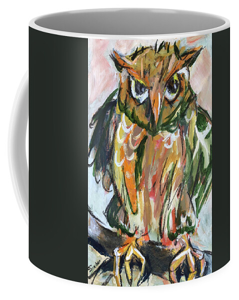 Owls Coffee Mug featuring the painting I Mean Business by Sharon Sieben