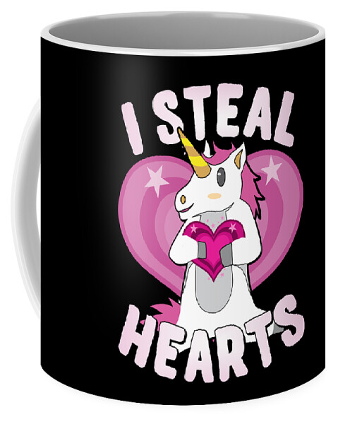 Cool Coffee Mug featuring the digital art I Steal Hearts Unicorn Valentines Day by Flippin Sweet Gear