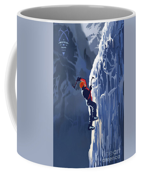 Ice Climbing Coffee Mug featuring the painting Ice Climber by Sassan Filsoof