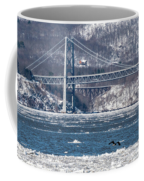 Bear Mountain Bridge Coffee Mug featuring the photograph Ice Floe by Kevin Suttlehan