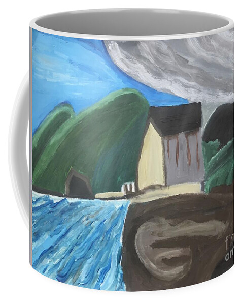 Ice House In Summer By Lake Coffee Mug featuring the painting Ice House in Summer by Nina Jatania