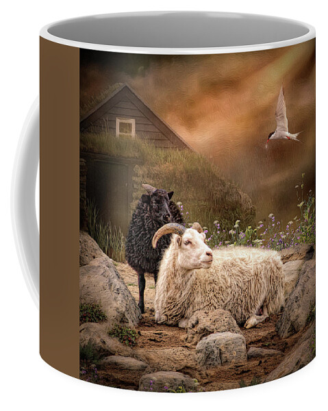 Icelandic Sheep Coffee Mug featuring the digital art Icelandic Sheep by Maggy Pease