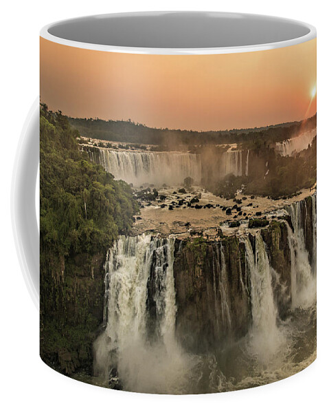 Waterfall Coffee Mug featuring the photograph Iguazu Sunset by Linda Villers