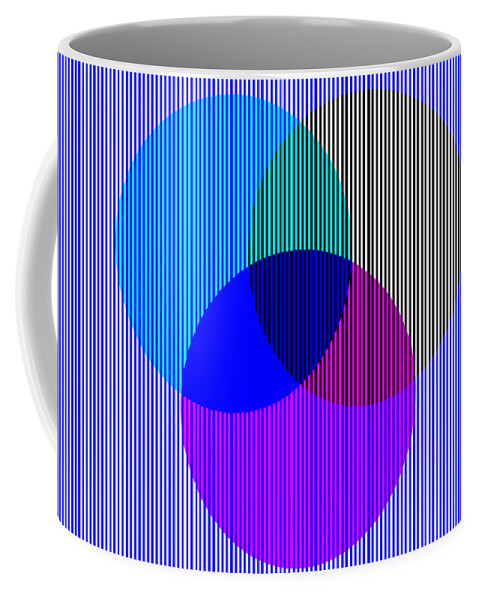Optical Illusion Coffee Mug featuring the mixed media Illusory Color Mixing - No Yellow by Gianni Sarcone
