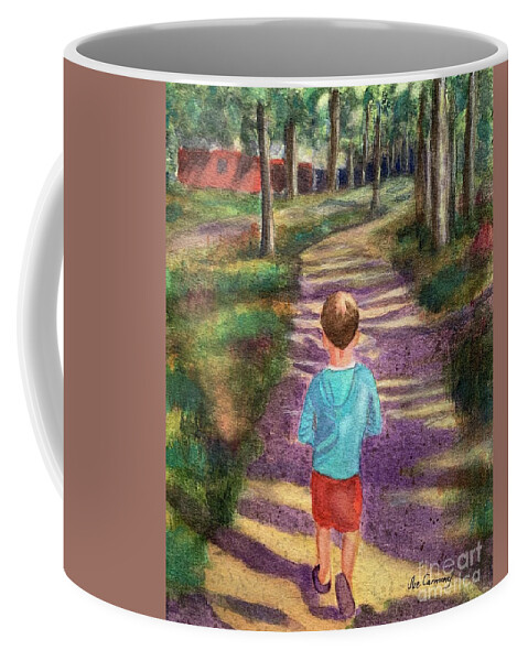 Boy Coffee Mug featuring the painting I'm On My Way by Sue Carmony