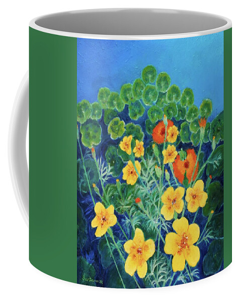 Flowers Coffee Mug featuring the painting Imaginary Flowers by Santana Star