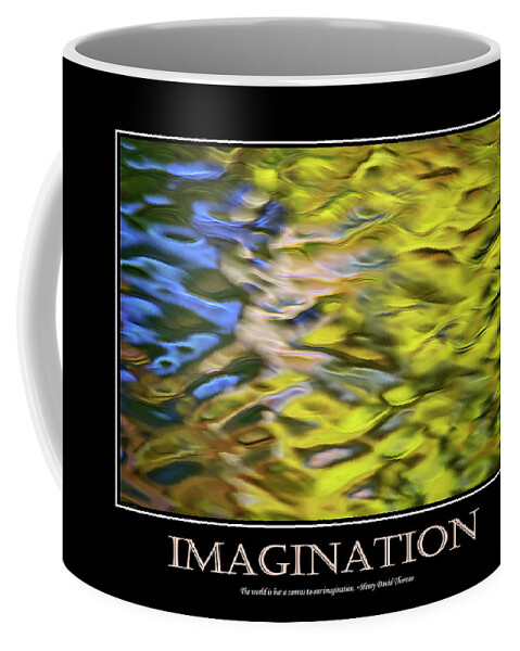 Inspirational Coffee Mug featuring the mixed media Imagination Inspirational Motivational Poster Art by Christina Rollo